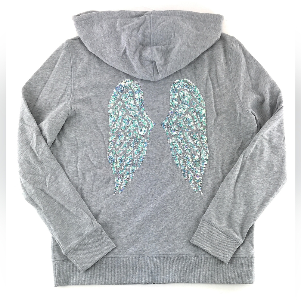 Rare Victoria's Secret Full Zip Hoodie Iridescent Sequin Angel Wings